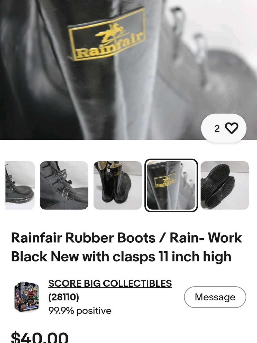 Black Buckle Rain/ Work Boots Size 9